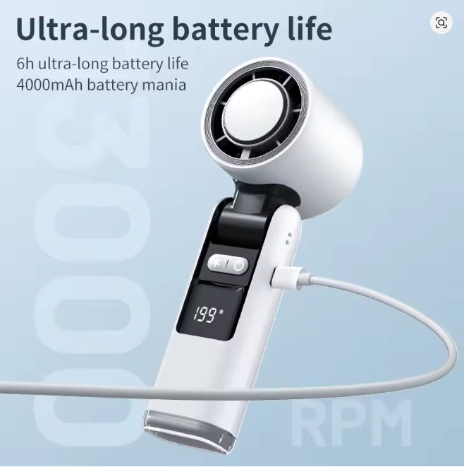 4000mAh 199 Gear Wind Portable Handheld Fan, Turbo Charged, Rechargeable, Semiconductor Cooling